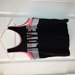 Xersion black and salmon tank top with built-in bra size 20 1/2